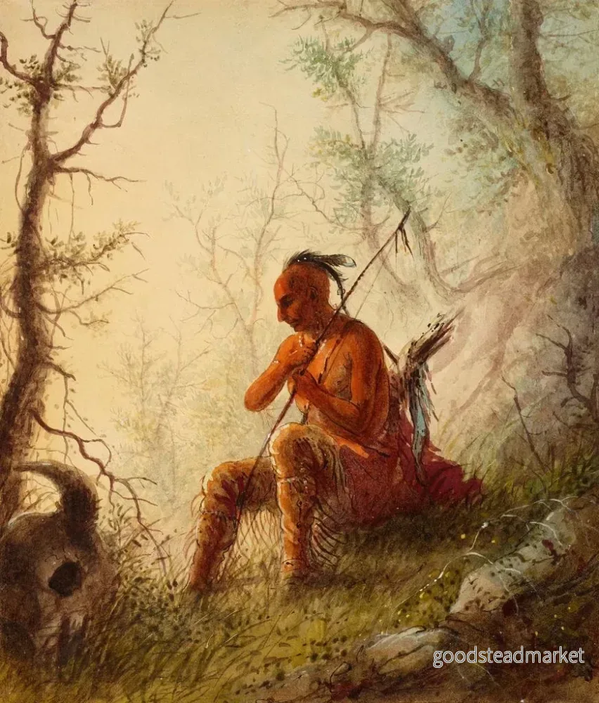 Målning av Sioux-indianer på en grav - Alfred Jacob Miller | Konsttryck - Bild 2