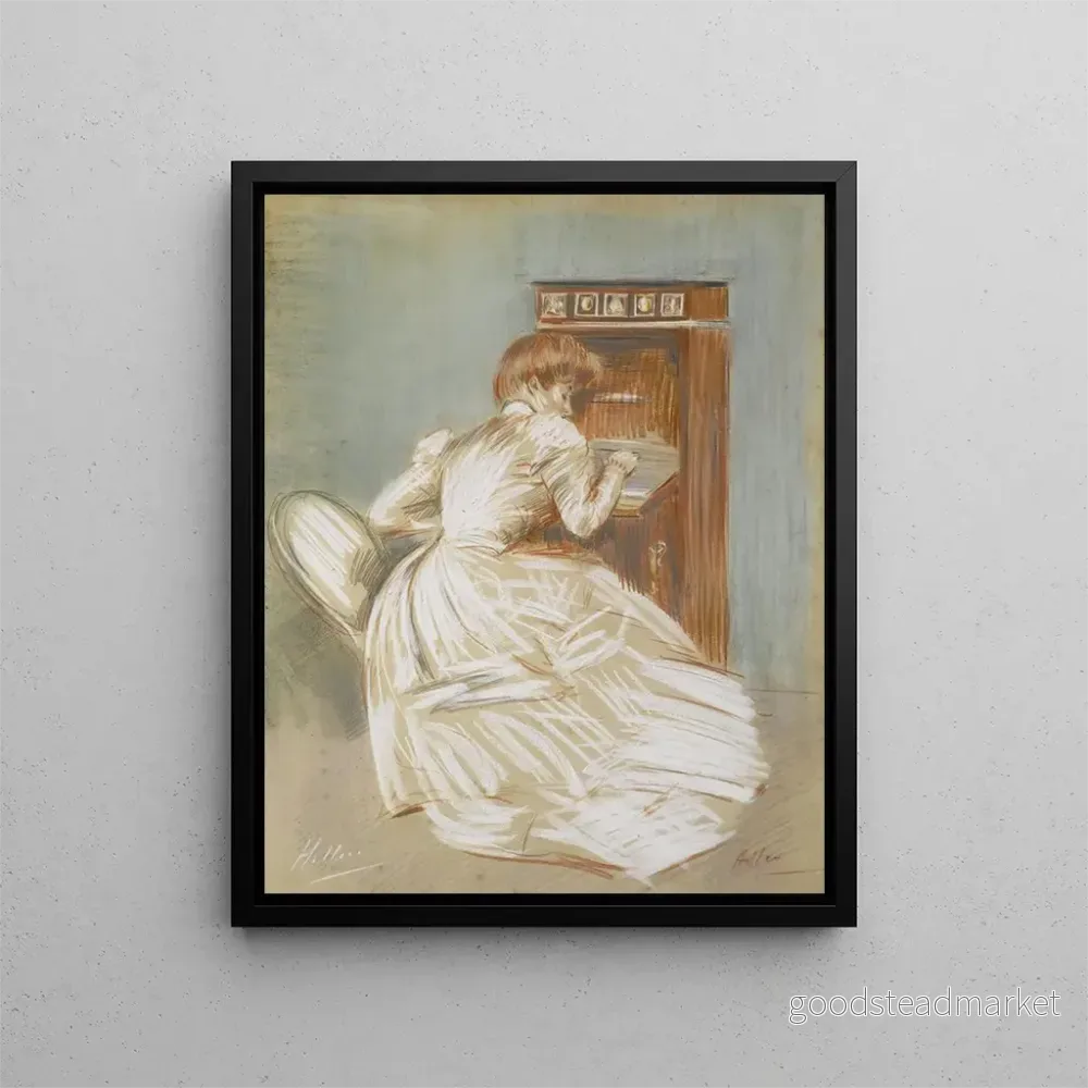 Målning Madame Helleu, son secrétaire – Paul César Helleu | Konsttryck Målning Madame Helleu, son secrétaire – Paul César Helleu | Konsttryck