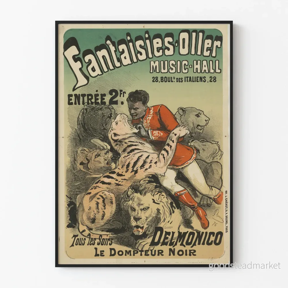 Vintageposter Fantaisies-Oller Music-Hall Le Dompteur Noir