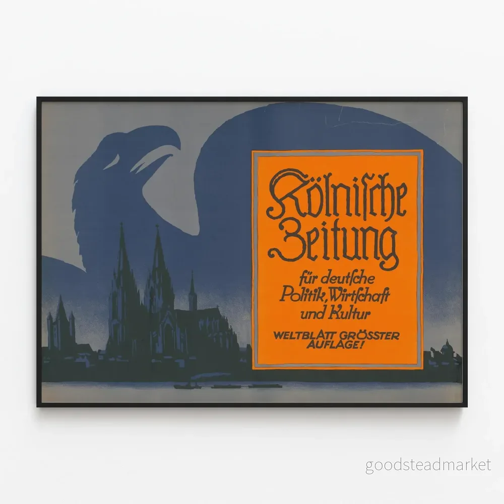 Vintageposter Kölner Zeitung för originell väggdekoration