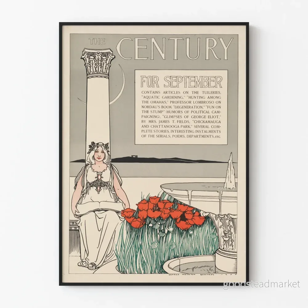 Vintageposter The Century för september med illustration i jugendstil