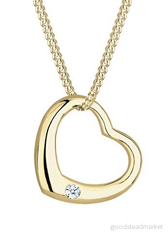 DIAMORE Halsband damer hjärta kärlek med Diamant (0,03 ct.) i 375 gult guld, 450, fasettad slipning, 4050878524074