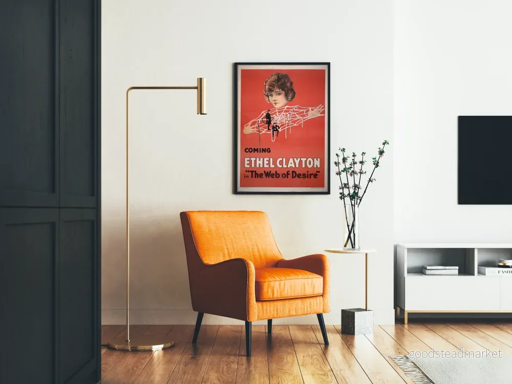Vintageposter The Web of Desire med kvinnoporträtt och spindelnät - Bild 2