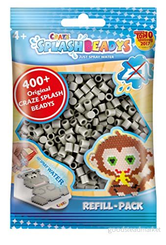 CRAZE SPLASH BEADYS påfyllningsset ersättningspärlor ljusgrå påfyllningspaket strykpärlor utan strykning 11935 4059779011935