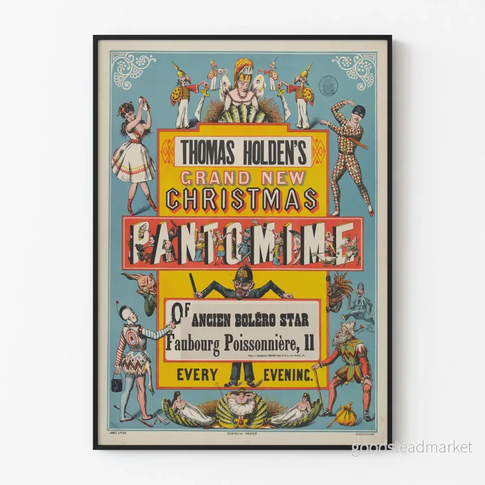 Vintageposter för Grand New Christmas Pantomime av Thomas Holden