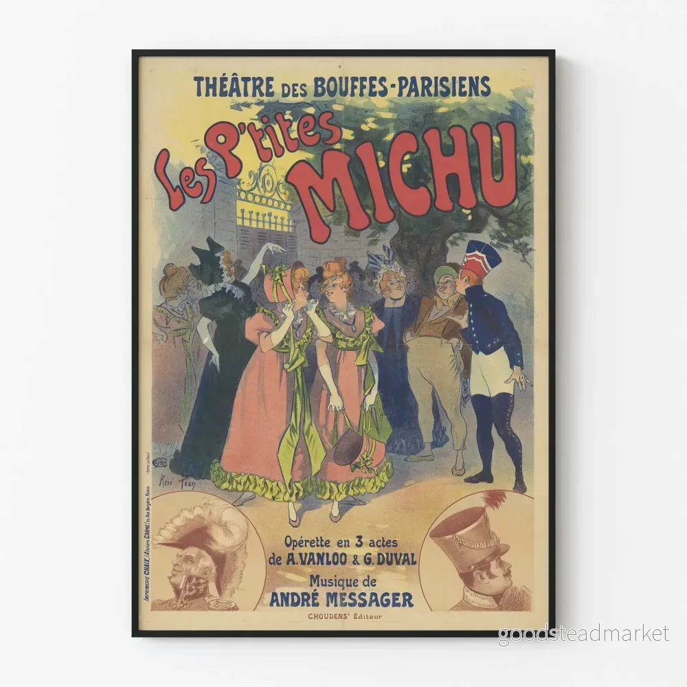 Vintageaffisch för operett Les P'tites Michu - Théâtre des Bouffes-Parisiens