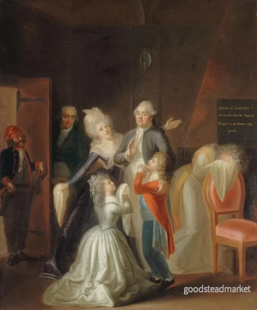 Målning Les Adieux de Louis XVI à sa famille le 20 janvier 1793 - Jean - Jacques Hauer | Konsttryck - Bild 2
