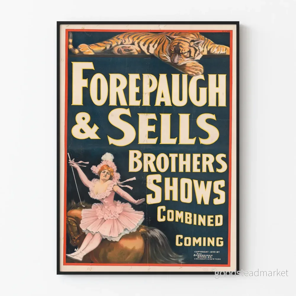 Vintageposter för Forepaugh & Sells Brothers Shows väggdekoration