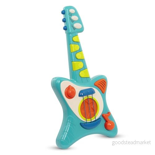 Battat Lil' Rocker's leksaksgitarr spela blå gitarr med sångbok akustiska, elektriska och sånglägen, småbarn, barn 2 år + 62243444416