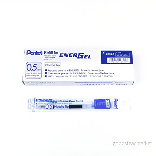 Pentel LRN5 C Påfyllningspenna för EnerGelpennor 0,25 mm linjetjocklek, 0,5 kuldiameter, 12 stycken, blå 72512167298