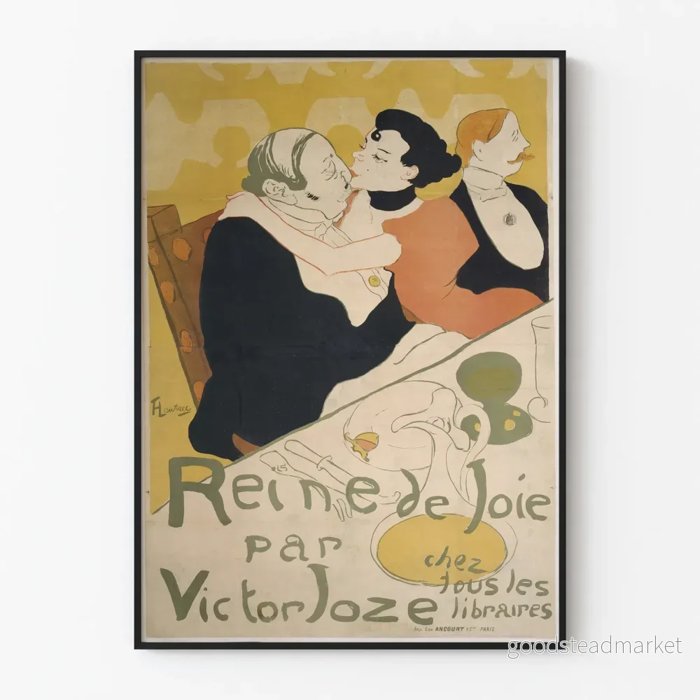 Vintageposter 'Reine de Joie' av Victor Joze för väggdekoration