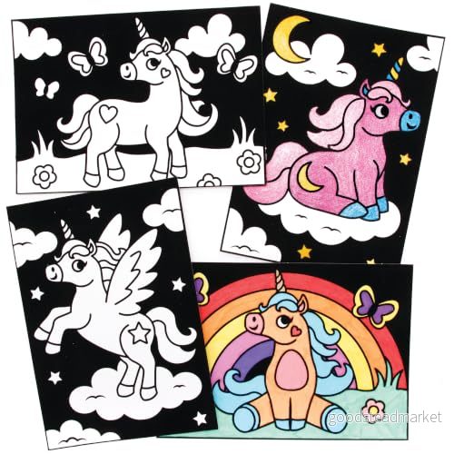 Baker Ross FE258 enhörningsfärg i bilder 10 pack, gör dina egna bildhantverk, pysselset för barn att dekorera, kreativa aktiviteter barn, svart 5051174117600