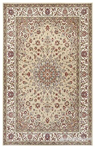 Nouristan Design orientalisk matta för entré (120 x 170 cm, 100% polypropylenvärmeset, slitstark och lättskött, runt kedjan, perfekt alla bostadsutrymmen, golvvärme) beige grädde 4260770240013
