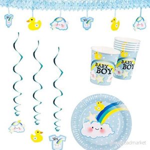 Boland 10203214B festset baby boy, kransar, dekorativa spiraler, tallrik, bägare, babyparty, festbestick, engångsservis, dekoration 4058411032147 Boland 10203214B festset baby boy, kransar, dekorativa spiraler, tallrik, bägare, babyparty, festbestick, engångsservis, dekoration 4058411032147