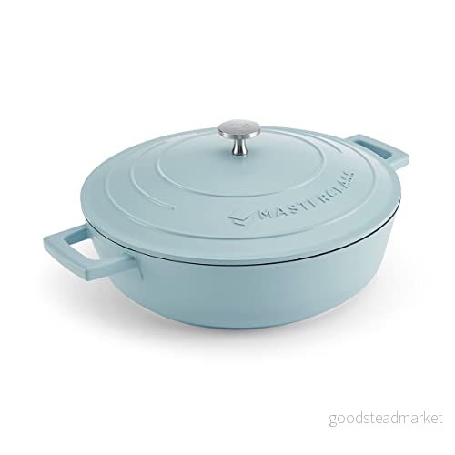 MasterClass Grund gryta med lock 4L/28 cm, lättviktsgjuten aluminium, induktionshäll och ugnssäker, himmelsblå 5057982093693