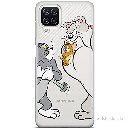 ERT GROUP mobiltelefonfodral för Samsung A12 / M12 originalt och officiellt licensierat Tom and Jerry mönster i 001 Vit anpassad till formen på mobiltelefonen, gedeeltelijk transparant 5903040103425