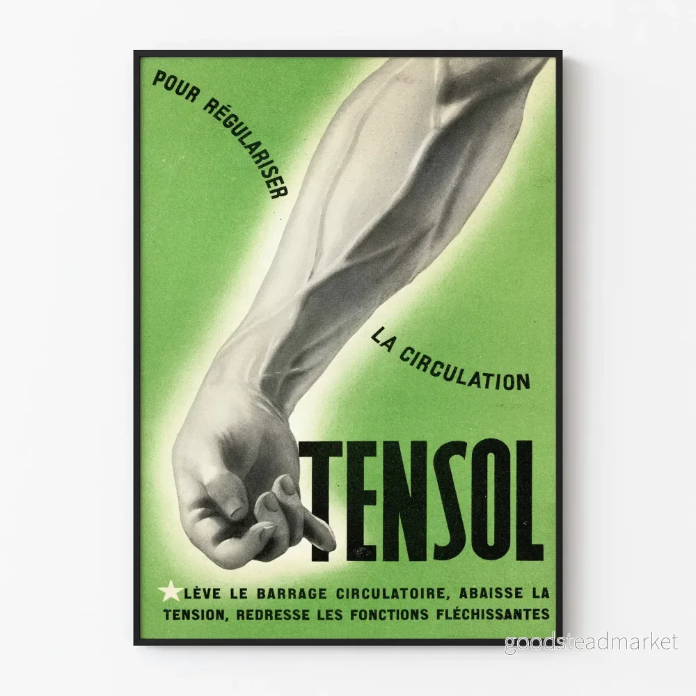 Vintageaffisch Tensol för blodcirkulationens reglering