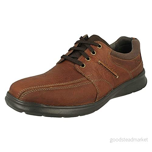 Clarks Herr Stitch detaljerade snörskor Cotrell Walk, Tobaksbrun, 44.5 EU 5050406858113