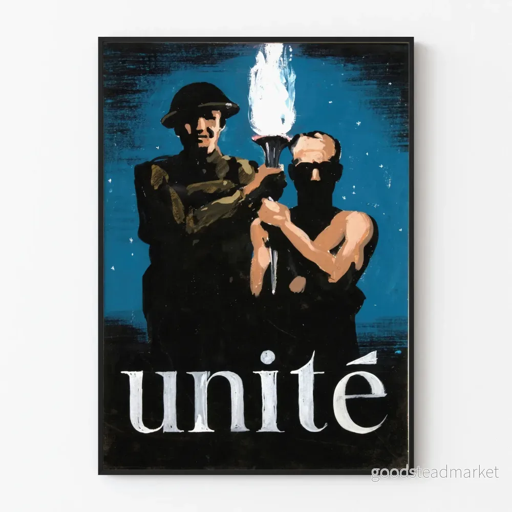 Väggposter Enhet med Soldat och Arbetare med Fackla