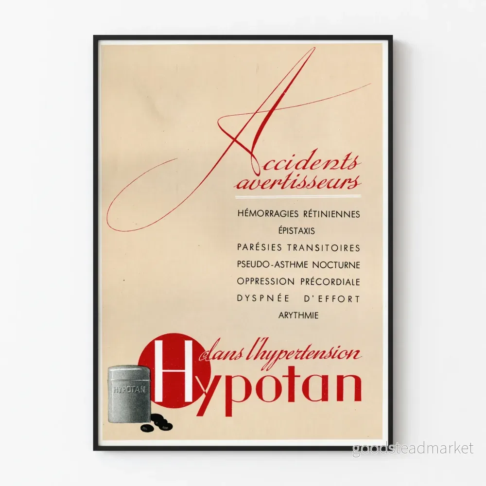 Vintage reklamposter för Hypotan för väggdekoration