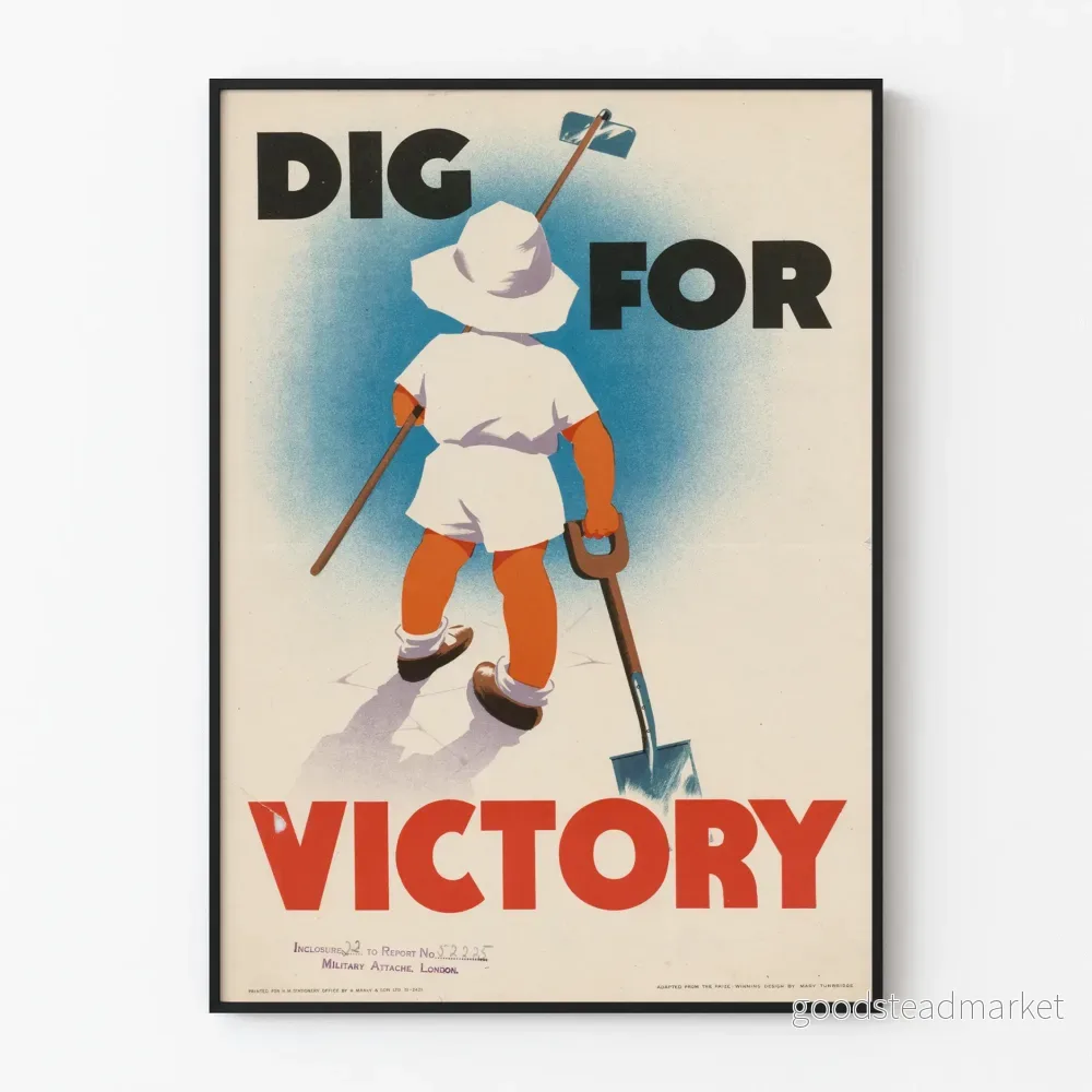 Vintageaffisch Dig For Victory Poster Barnträdgård