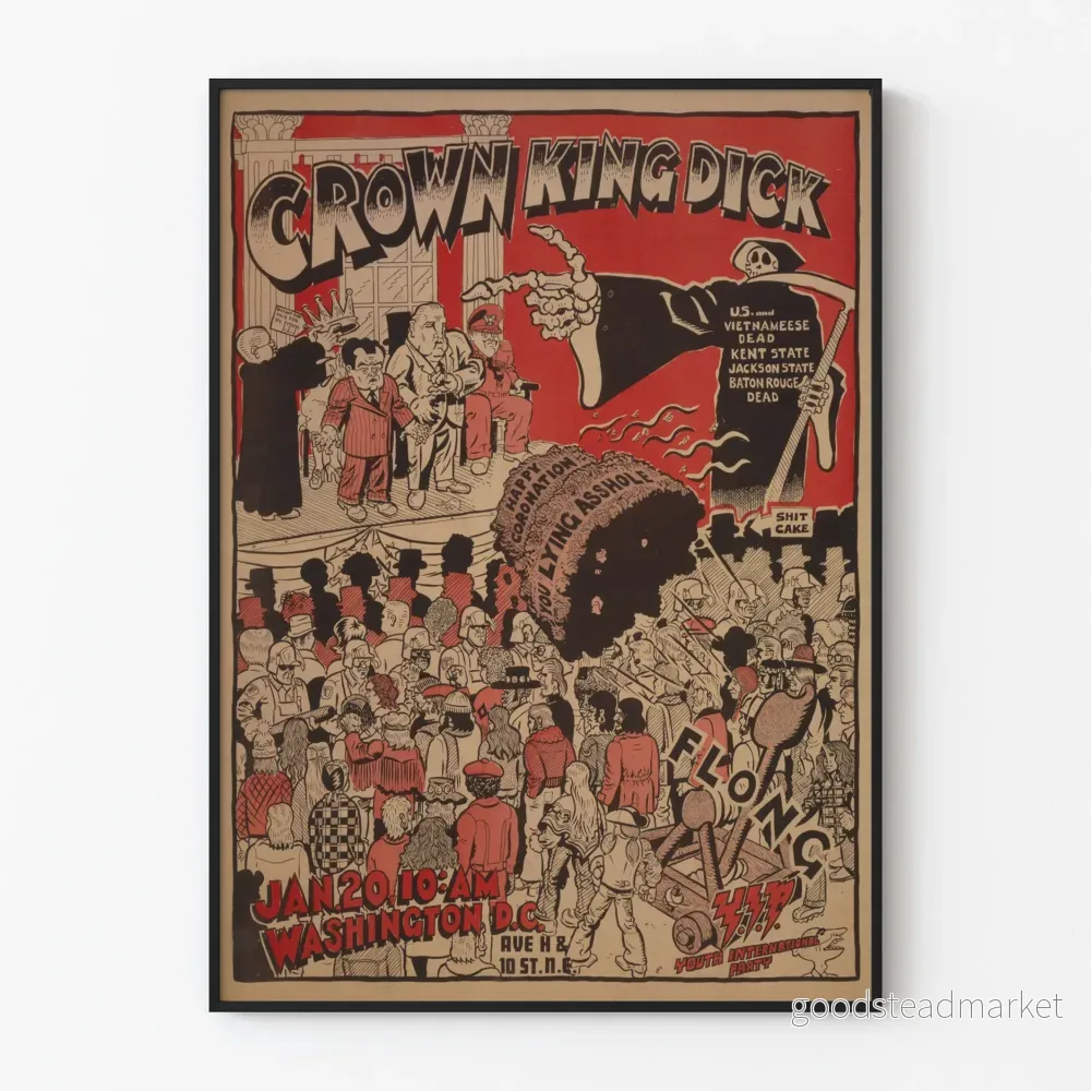 Vintage protestposter Crown King Dick - Väggdekoration för politik