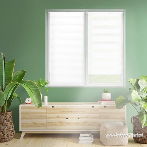 Blindecor Indus dubbelrullgardin fästs utan borrning duo rullgardin vit 75 x 150 cm (bredd längd) tygstorlek 72 145 8434363290426