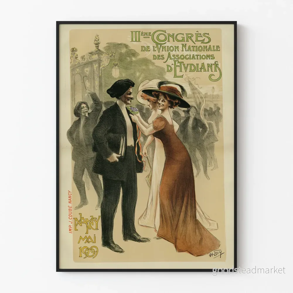 Vintageposter för Nationella studentföreningskongressen 1909