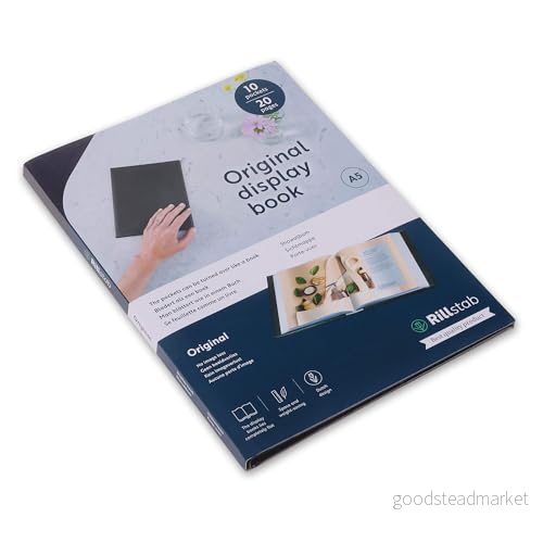 Rillstab original displaybok (10 genomskinliga/klara fickor) A5 ringpärmsportfölj på framsidan och projektpresentationsmapp för möten konferenser Poly klar fickmapp Svart 99514 8712794995142