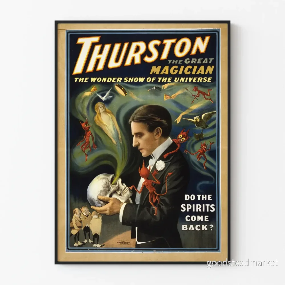 Vintageposter av Thurston, den store magikern, föreställning