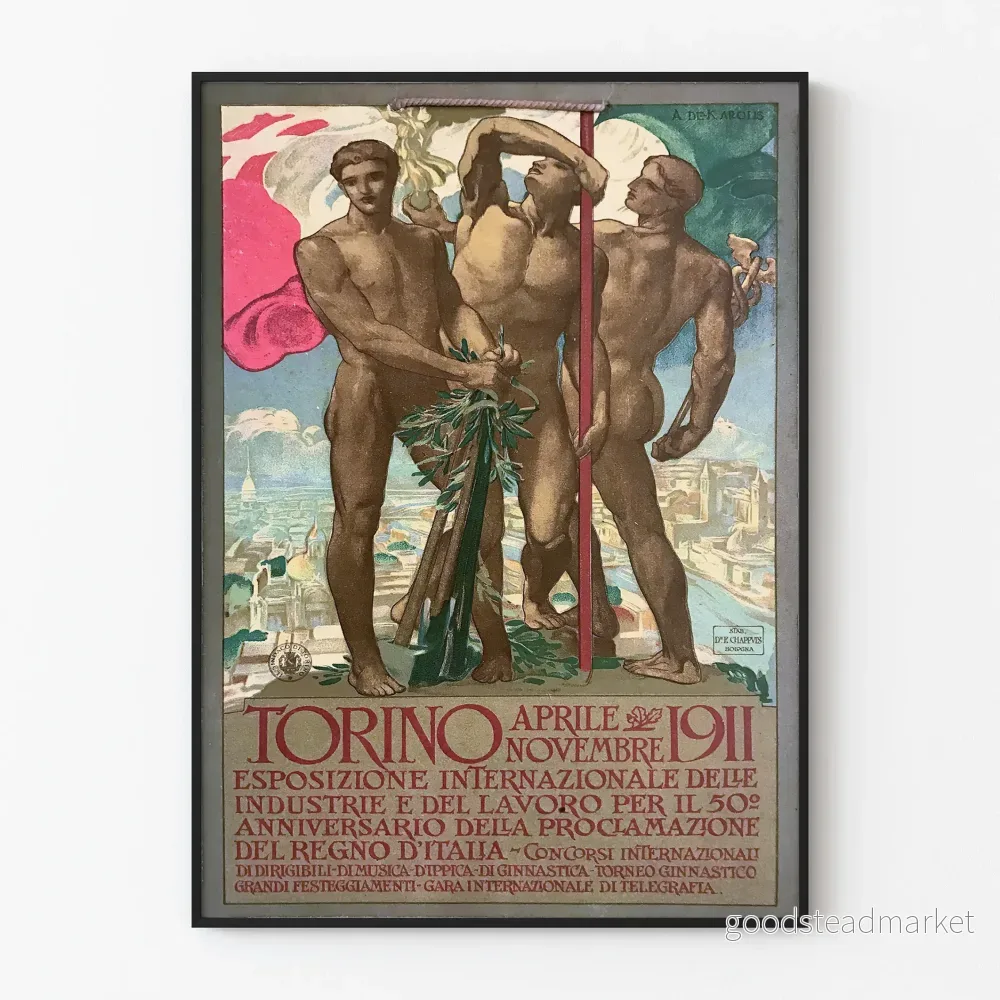 Vintageaffisch Torino 1911 - Internationell utställning av industrier och arbete