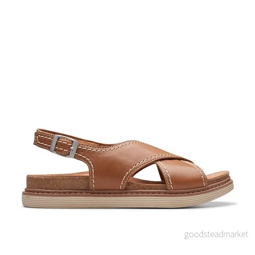 Clarks Arwell sling Sandal för kvinnor, Gulbrunt läder, 36 EU 5063090796050