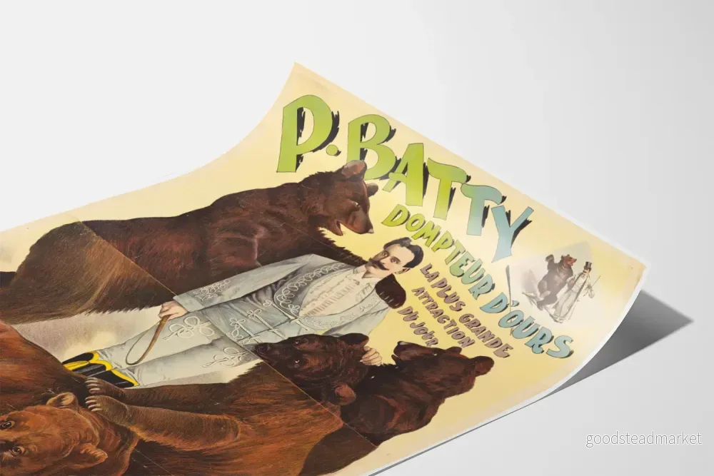 Vintageposter P. Batty Björnattränare Väggdekoration - Bild 3