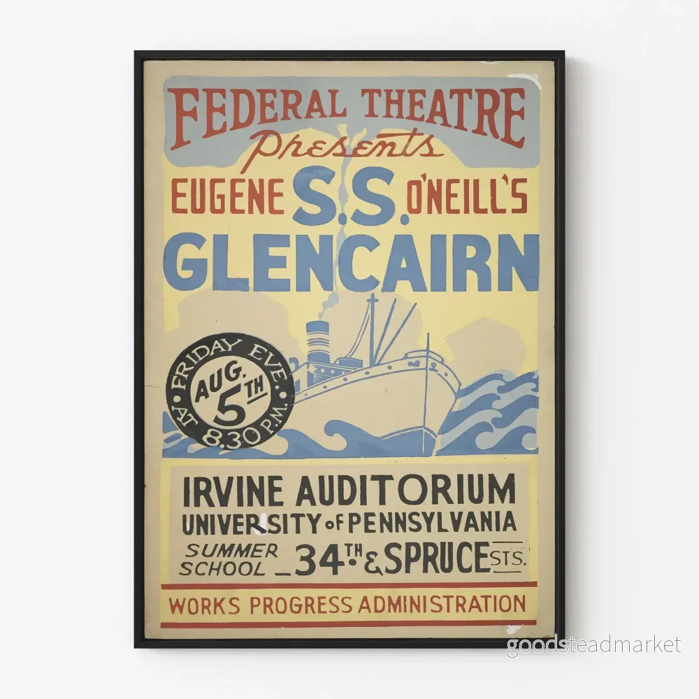 Vintageaffisch för Glencairn-teatern av Eugène S.S. O’Neill
