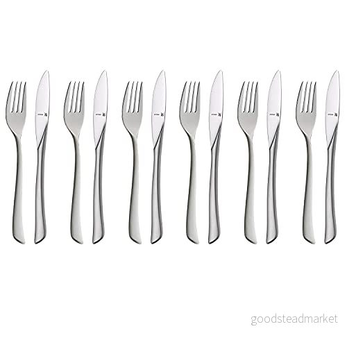 WMF Virginia dessertbestick, 12 delar, förrättsbestick för 6 personer, frukostbestick, Cromargan protect delvis matt, reptålig, diskmaskinssäker 4000530644190