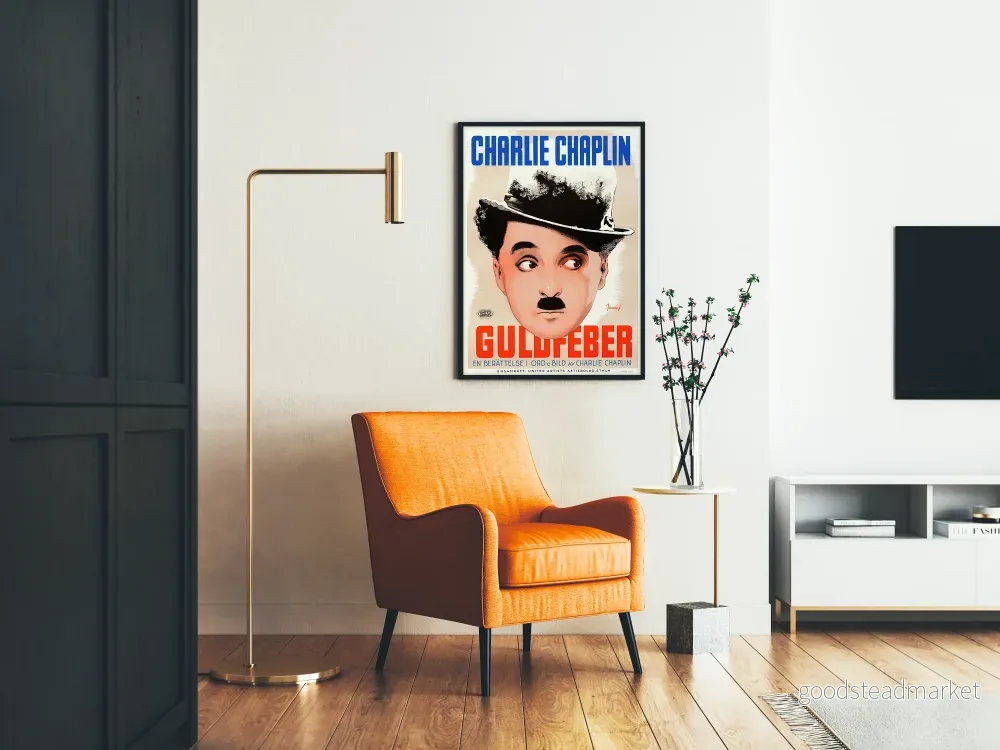 Charlie Chaplin-poster - Guldfeber vintage väggdekoration - Bild 2
