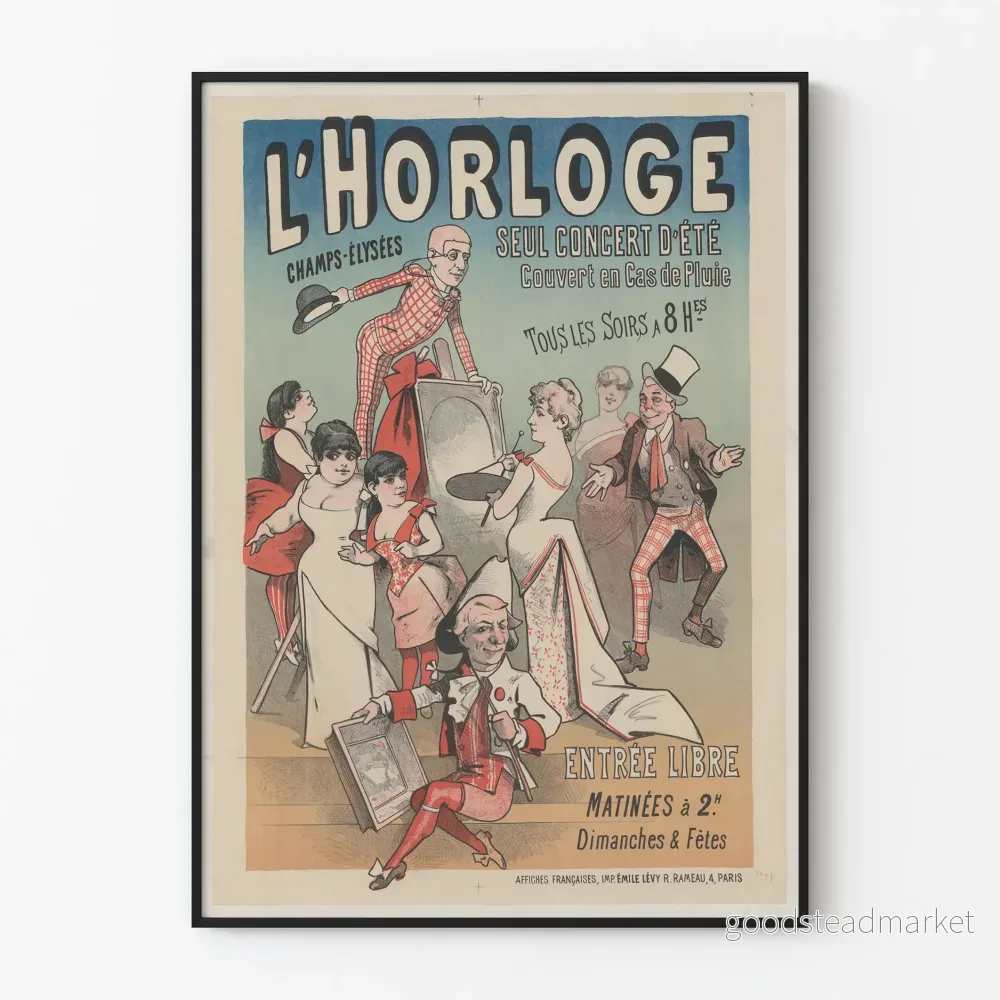 Vintageposter L'Horloge Champs-Élysées Sommarmusikfestival