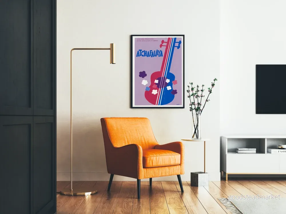 Dekorativ poster Atchafalaya med färggjord gitarr - Bild 2