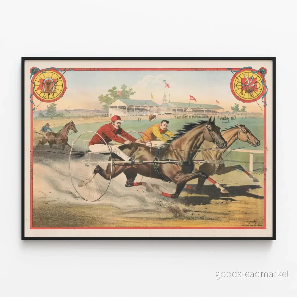 Vintageaffisch för travlopp vid galoppbanan Vintageaffisch för travlopp vid galoppbanan