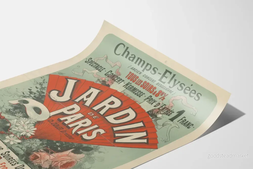 Gammal poster av Paris trädgård - Vintage väggdekoration för konsert på Champs-Élysées - Bild 3