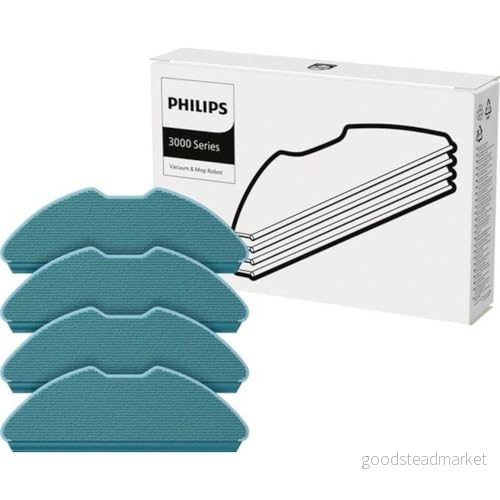 Moppdynor till Philips HomeRun 2000 och 3000 robotdammsugare mopp. 4 tvättbara moppdynor. För: XU2000/10, XU2000/20, XU2100/10, XU2100/20, XU3100/01, XU3110/02, XU3000/01, XU3000/02. (XV1430/00) 8720389023828