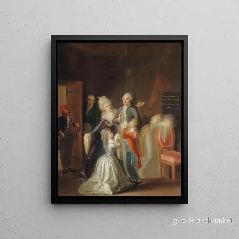 Målning Les Adieux de Louis XVI à sa famille le 20 janvier 1793 - Jean - Jacques Hauer | Konsttryck