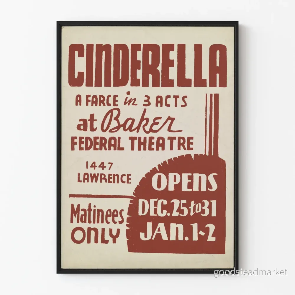 Vintage teaterposter av Askungen, retro väggdekoration
