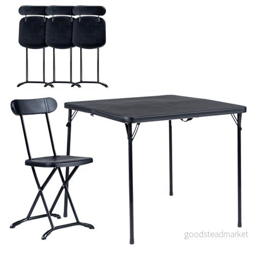 Avilia Bärbart Fällbart bord Hopfällbart campingbord med säkerhetslåssystem, upp till 6 personer 180 x 75 74 cm (bord + stolar) 8056819042979