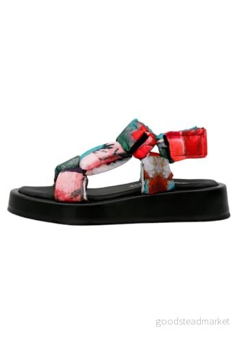 DOGO Kvinnors veganska flerfärgade sandaler gräs och havsmönster, Material: Polyester, 40 EU 8680544272174