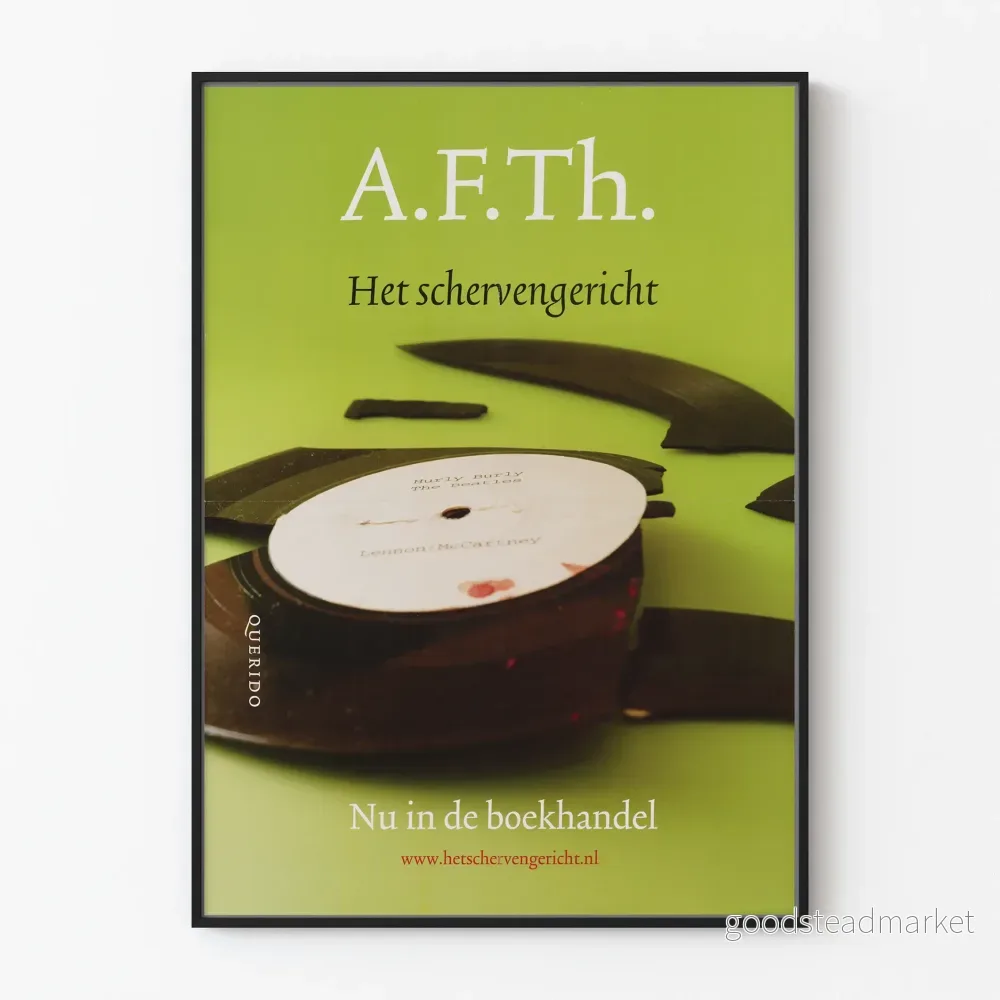 Grön poster A.F.Th. Het Schervengericht med trasig vinylskiva