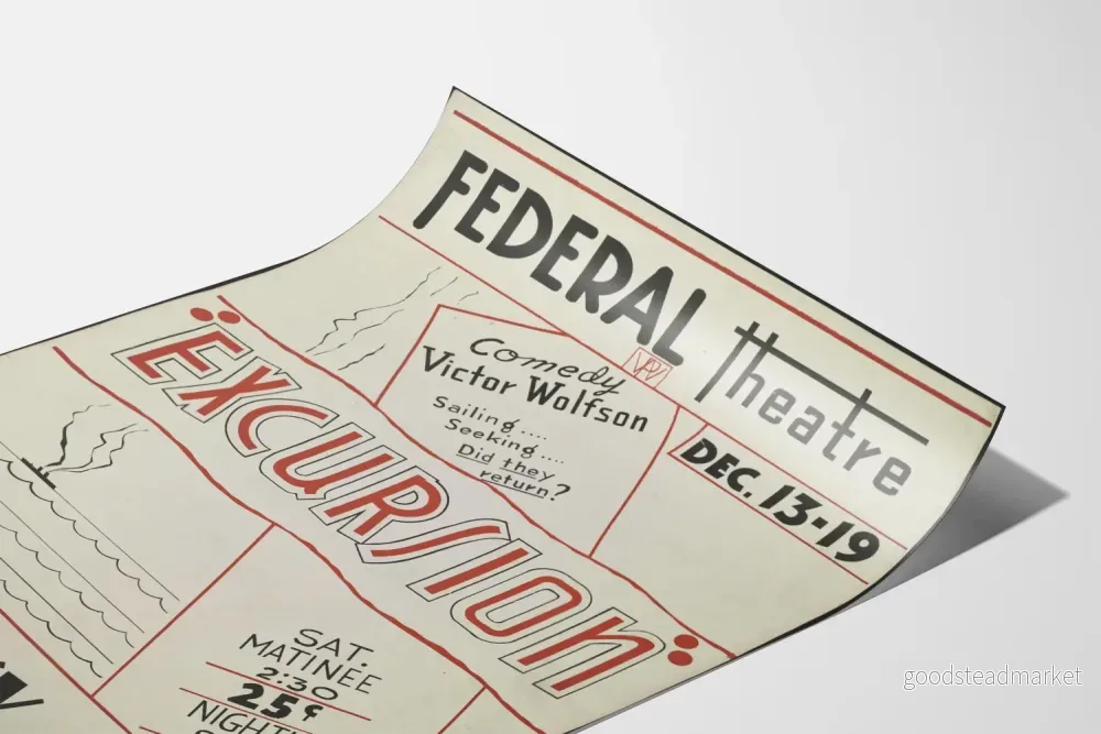 Vintageposter av Excursion Federal Theatre av Victor Wolfson - Bild 3