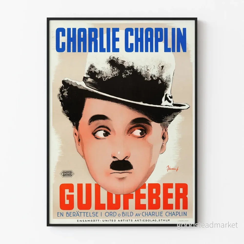 Charlie Chaplin-poster - Guldfeber vintage väggdekoration