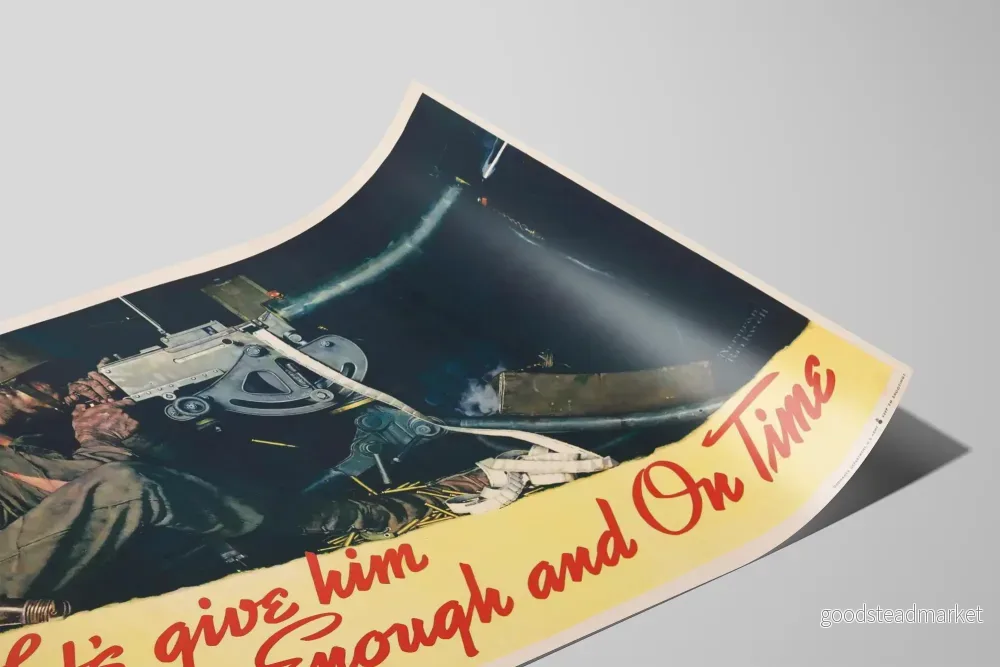 Vintage militärposter « Låt oss ge honom tillräckligt och i tid » - Bild 2