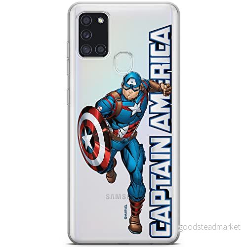 ERT GROUP mobiltelefonfodral för Samsung A21s originalt och officiellt licensierat Marvel mönster Captain America 030 optimalt anpassad till formen på mobiltelefonen, gedeeltelijk transparant 5904805320583